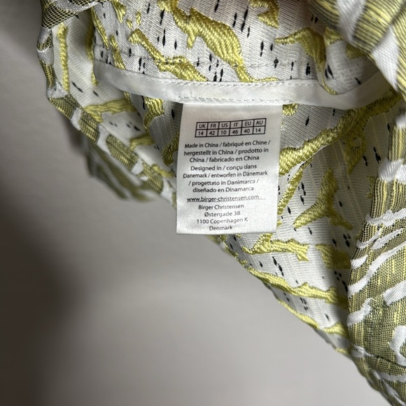 Rotate Birger Christensen Oksana Puff Sleeve Jacquard Mini Dress Metallic Sz 10 - Picture 6 of 13
